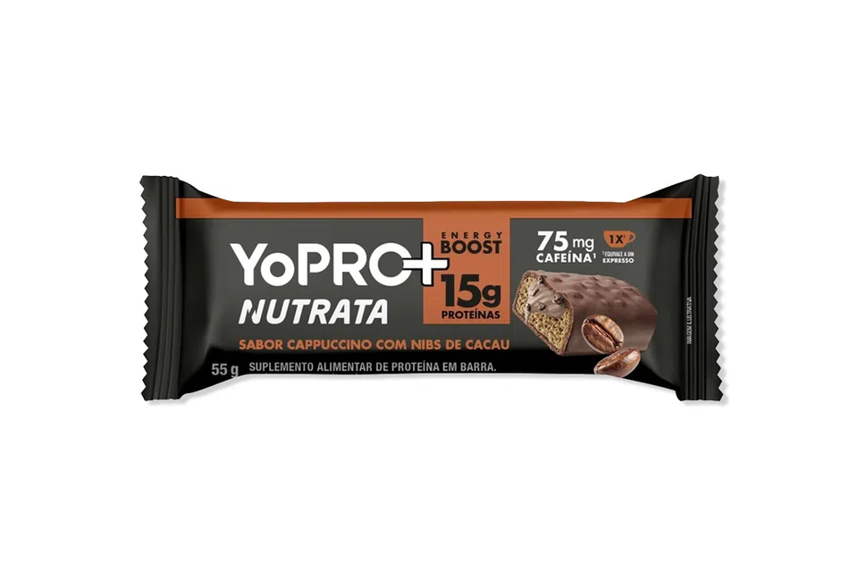 Nutrata e YoPRO inovam com barra de proteína e cafeína em sabor cappuccino